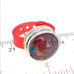 Snap ring 20mm handmade snap Red  silicone band Adjustable SR20